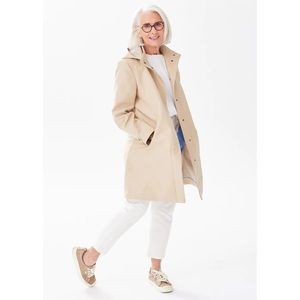 Alice Walk Trench Coat Size XL Beige Hooded Italian Cotton Twill Neutral Classic